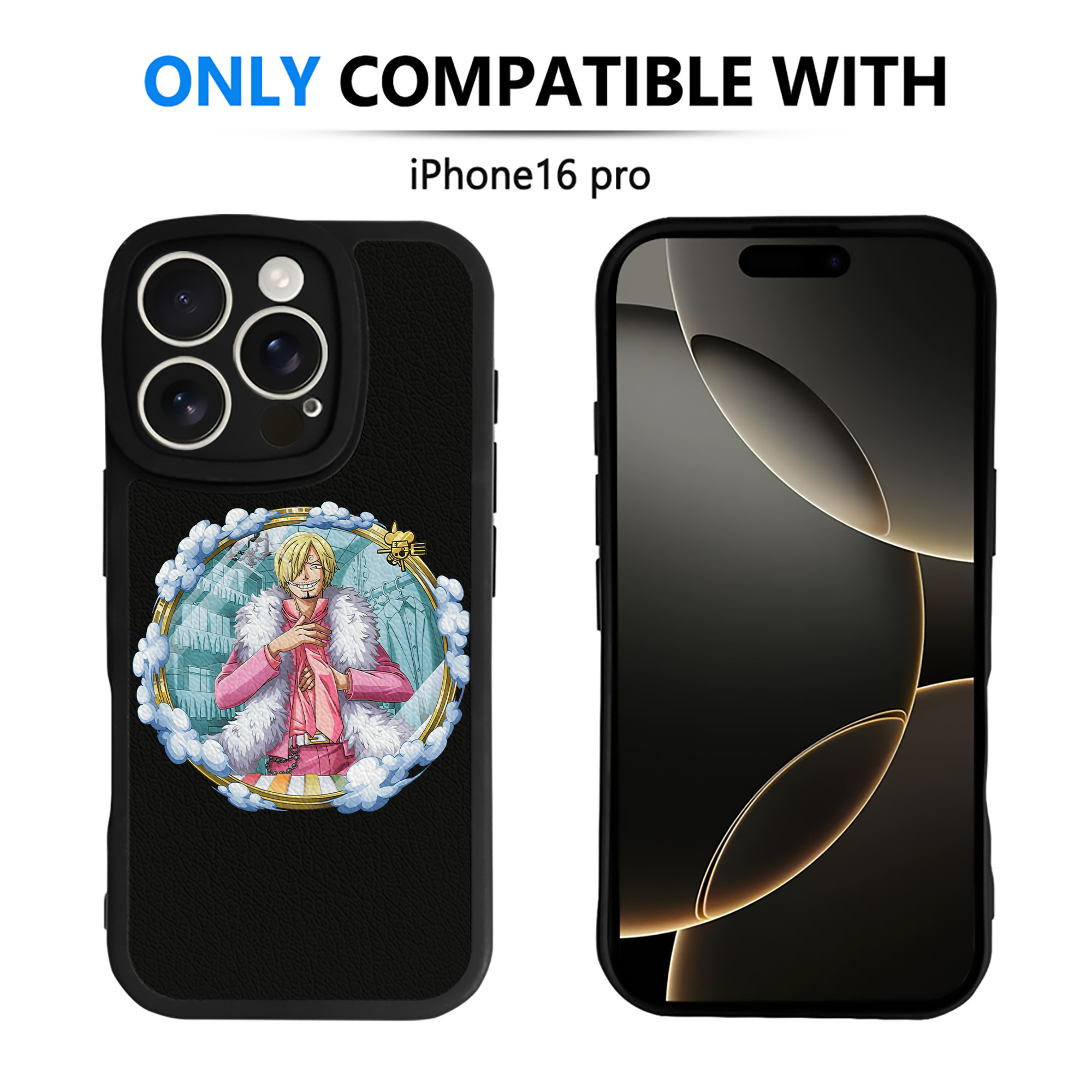 （画像用） ワンピース サンジ ONE PIECE Sanji 【iPhone 16シリーズ対応】シリコンスマホケース（レザー調） 材質：シリコン